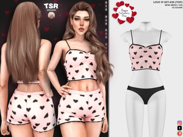 Alpha LOVE PJ SET 439 BD1176 BD1177 - The Sims 4 Custom Content