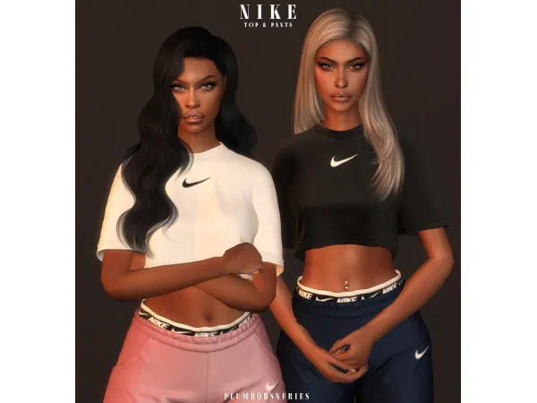 Alpha NIKE top pants by plumbobsnfries - The Sims 4 Custom Content