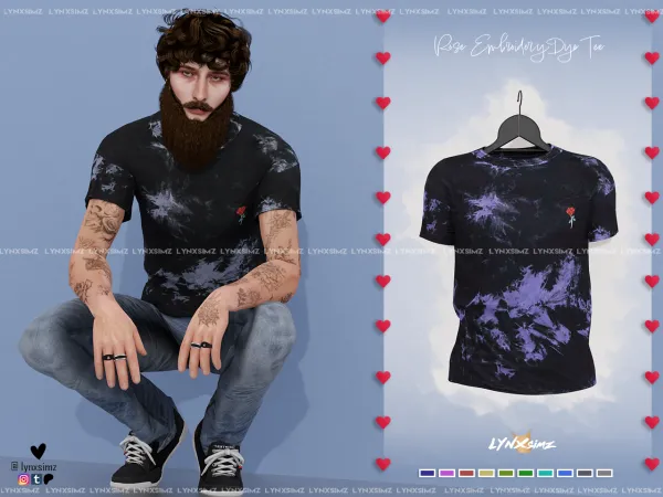 Alpha Rose Embroidery T Shirt by lynxsimz - The Sims 4 Custom Content