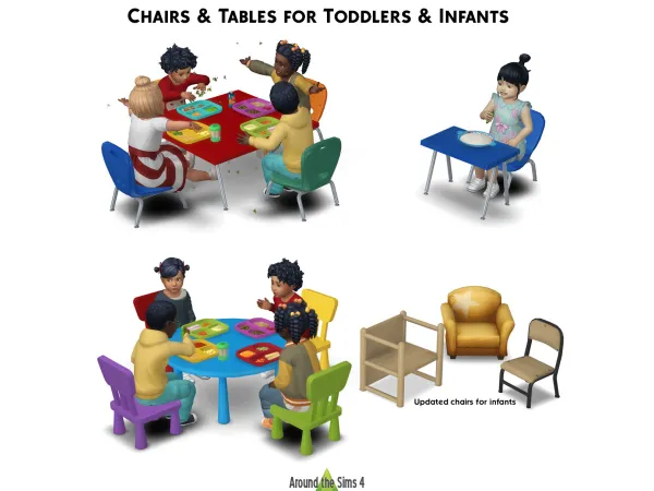 Maxis Match Around Chairs Tables for Infants Toddlers - The Sims 4 Custom Content