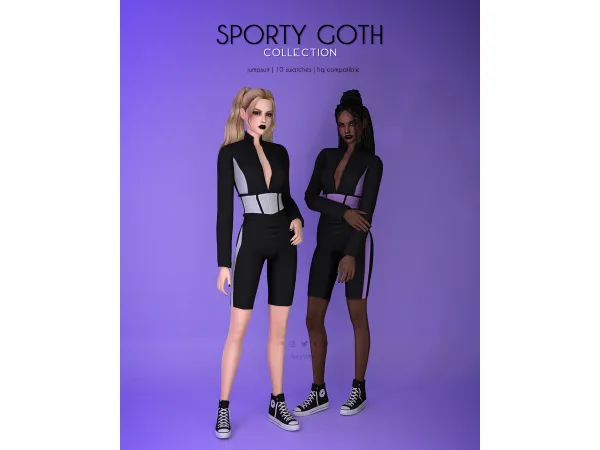 Alpha Jumpsuit Sporty Goth Collection - The Sims 4 Custom Content