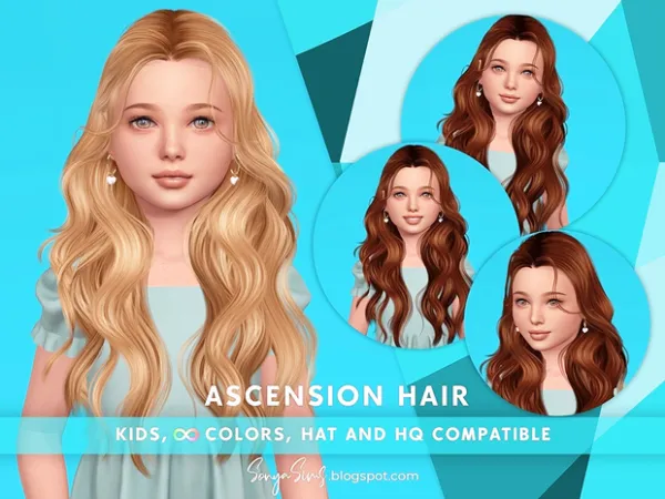 Alpha Ascension Hair for kids by sonyasims - The Sims 4 Custom Content