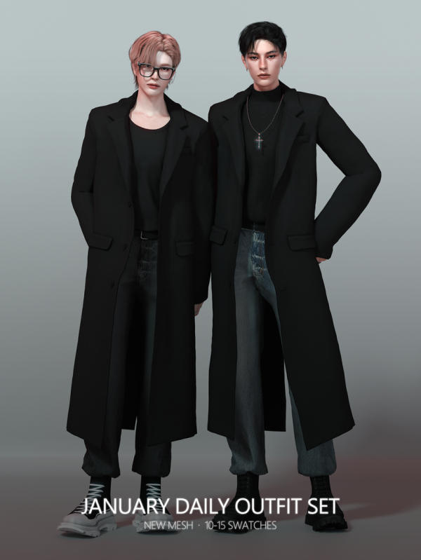 Alpha January Daily Outfit Set by simsfinds - The Sims 4 Custom Content