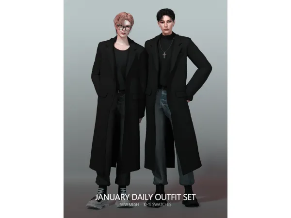 Alpha January Daily Outfit Set by rona_sims - The Sims 4 Custom Content