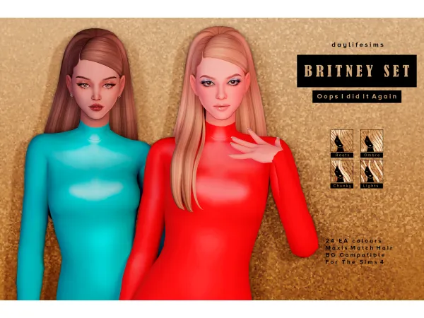 Maxis Match BRITNEY SET Oops I did it Again (2 versions) by daylifesims - The Sims 4 Custom Content
