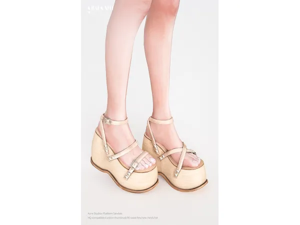 Alpha Acne Studios Platform Sandals by charonlee - The Sims 4 Custom Content
