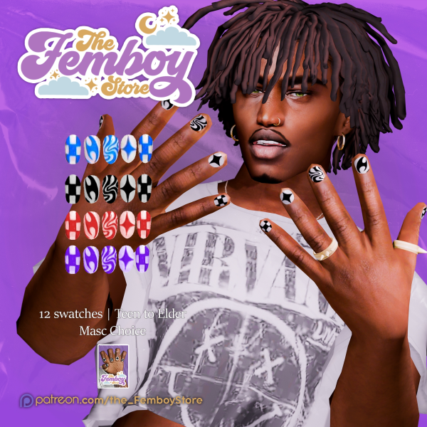 Alpha [FEMBOY] Alonzo Nails by simsfinds - The Sims 4 Custom Content