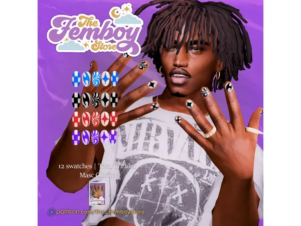 Alpha [FEMBOY] Alonzo Nails by the_FemboyStore - The Sims 4 Custom Content