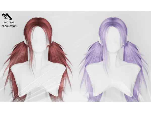 Alpha [ZAO]Fifty Five Hair by ZAOZZAA - The Sims 4 Custom Content