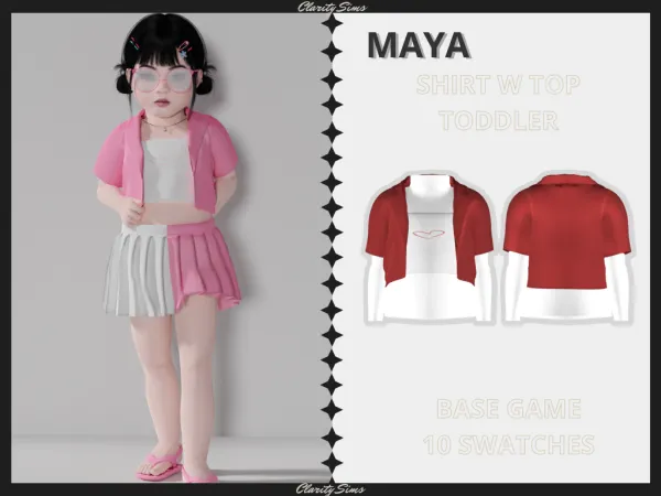 Alpha Maya Shirt w Top Toddler - The Sims 4 Custom Content