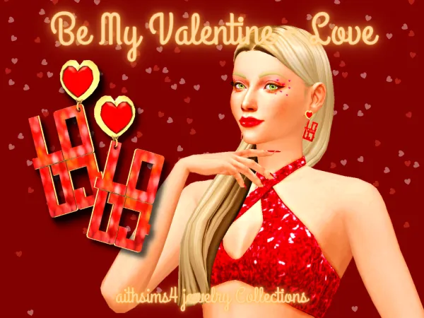 Maxis Match Be My Valentine Love Earring by aithsims - The Sims 4 Custom Content