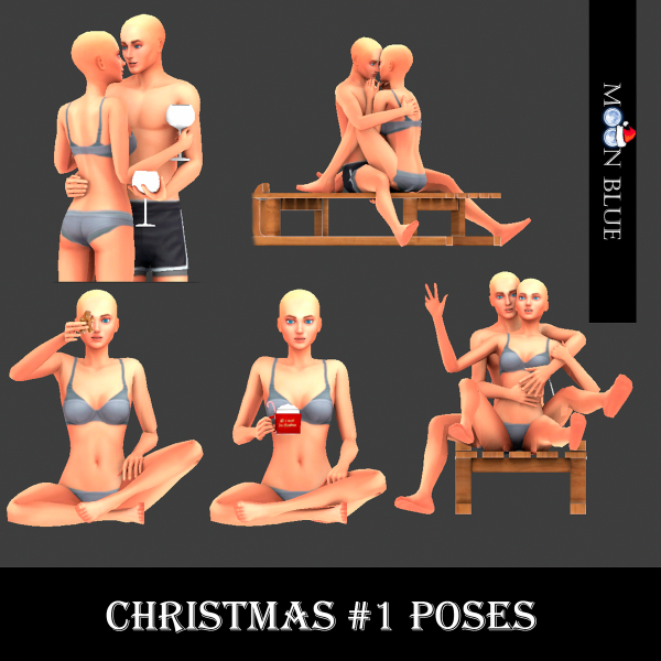 Mix CHRISTMAS 1 POSES MOON BLUE by simsfinds - The Sims 4 Custom Content