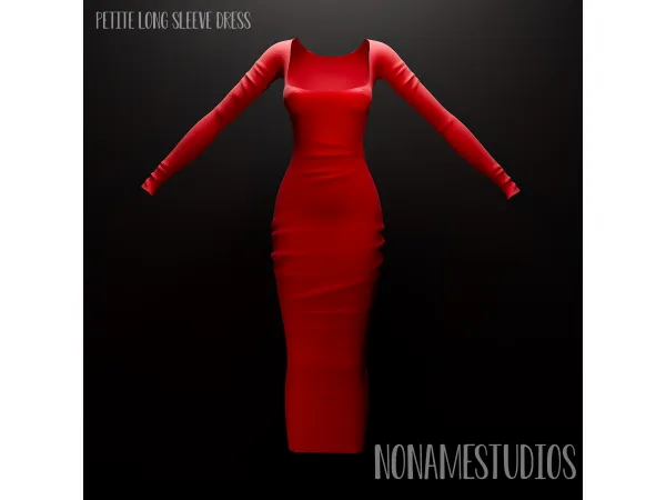 Alpha Petite Long Sleeve Dress by nonvmestudios - The Sims 4 Custom Content