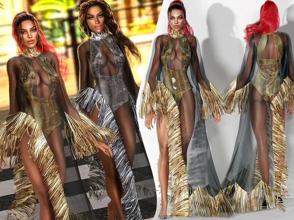Alpha Kate Beckinsale’S Fringe Sheer Dress cool_content_star by cool_content_star - The Sims 4 custom content