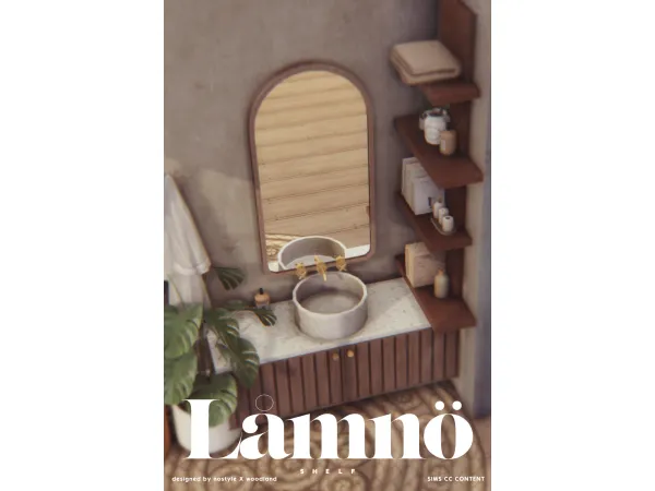 Maxis Match [N O S T Y L E X W O O D L A N D] Låmnö Shelf - The Sims 4 Custom Content