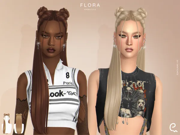Maxis Match [EnriqueS4] Flora Hairstyle - The Sims 4 Custom Content