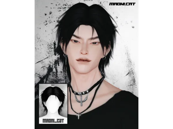 Alpha [Maoni_cat]HAIR No1 by Maonicat - The Sims 4 Custom Content
