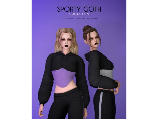Mix Hoodie Corset Sporty Goth Collection - The Sims 4 Custom Content