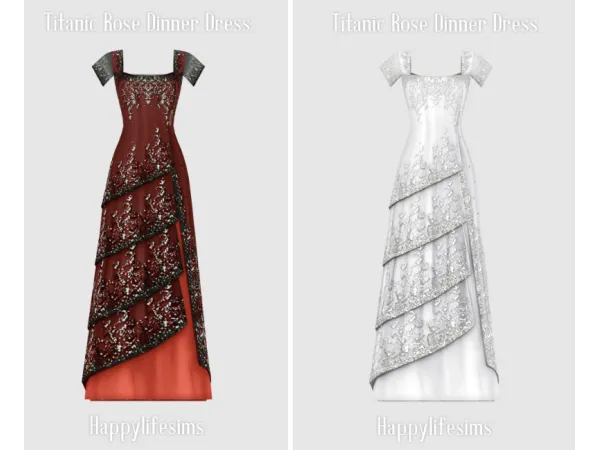 Mix [Lonelyboy] Titanic Rose Dinner Dress - The Sims 4 Custom Content