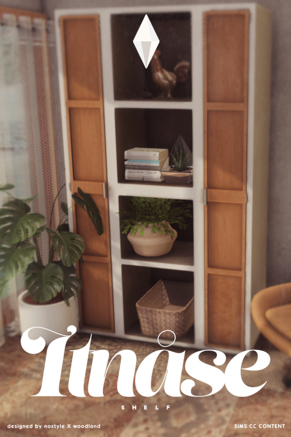Maxis Match Itnåse Shelf [n o s t y l e x w o o d l a n d] by simsfinds - The Sims 4 Custom Content