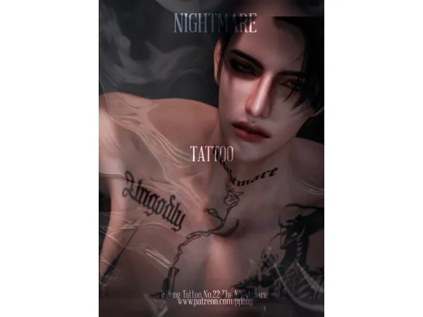 Mix [SIMS4TS4]PPENG Tattoo N022 The Nightmare Tattoo HQ by ppeng - The Sims 4 Custom Content
