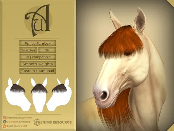 Alpha TEMPO ALPHA STYLED HORSE FORELOCK FOR - The Sims 4 Custom Content