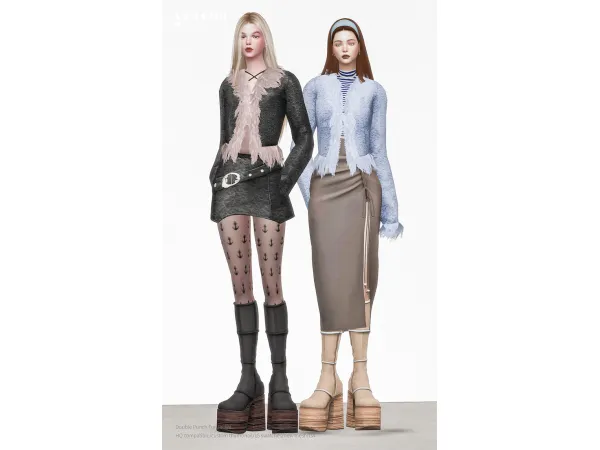 Alpha Double Punch Fur Jacket by charonlee - The Sims 4 Custom Content