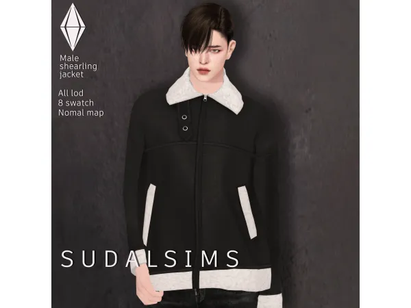 Alpha [sudal] Male shearling jacket by sudalsims - The Sims 4 Custom Content