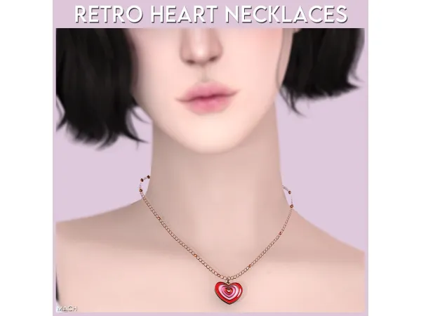 Alpha [mach] Retro Heart Necklaces - The Sims 4 Custom Content