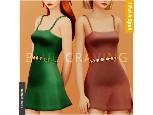 Mix Blue Craving Belted Dress - The Sims 4 Custom Content