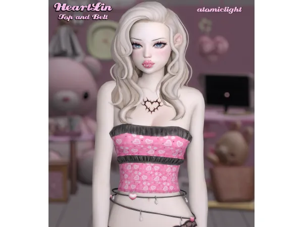 Alpha HeartLin Top and Belt (free) by atomiclight - The Sims 4 Custom Content