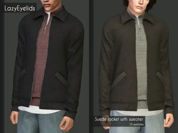 Alpha Suede jacket with sweater - The Sims 4 Custom Content