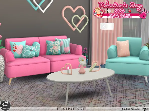 Alpha Ekinege Valentines Living Room - The Sims 4 Custom Content