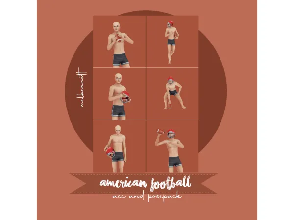 Mix American Football Acc and Posepack - The Sims 4 Custom Content