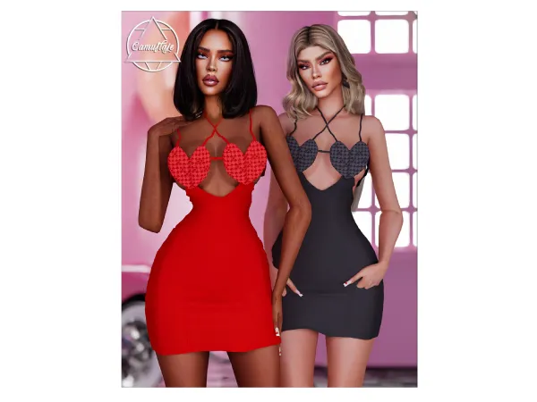 Alpha Be My Valentine Collection Bonus Heart Dress by camuflaje - The Sims 4 Custom Content