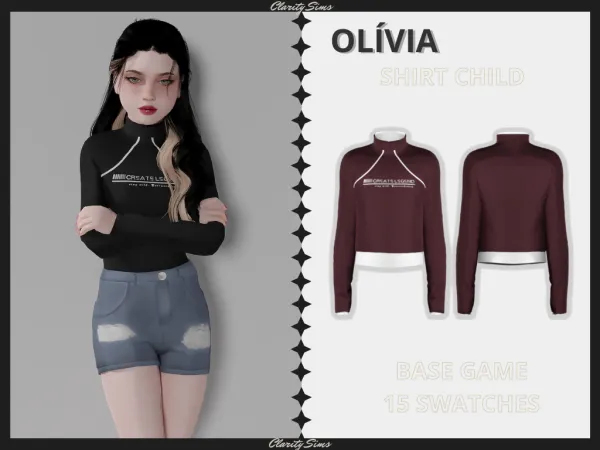 Alpha Olívia Shirt Child by clarity-sims - The Sims 4 Custom Content