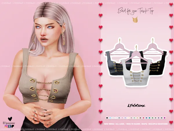 Alpha Bad for you Tank Top Supporters Members by lynxsimz - The Sims 4 Custom Content