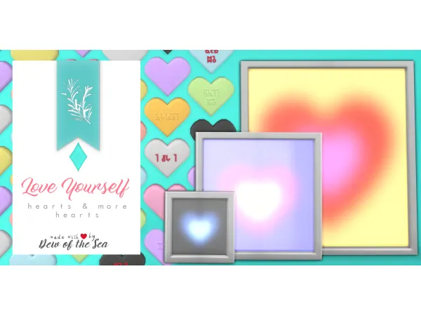 Maxis Match Love Yourself hearts more hearts by dewofthesea - The Sims 4 Custom Content