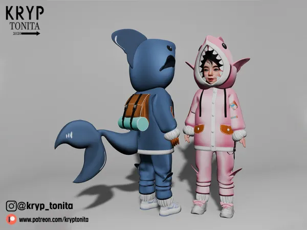 Mix toddler shark let's go for a walk - The Sims 4 Custom Content