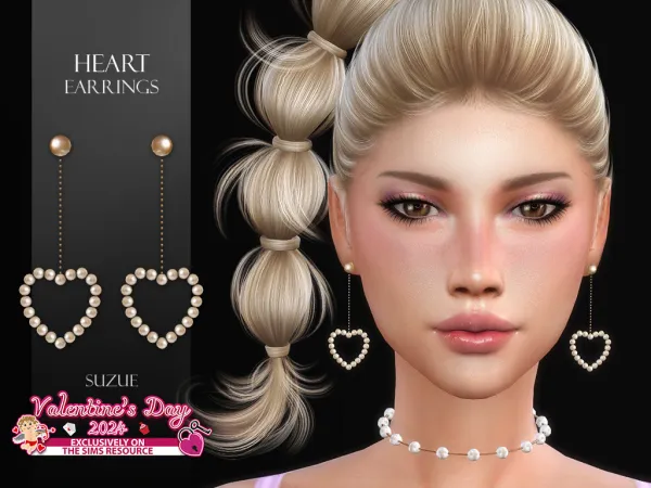 Alpha Heart Earrings - The Sims 4 Custom Content