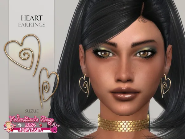 Alpha Heart Earrings - The Sims 4 Custom Content