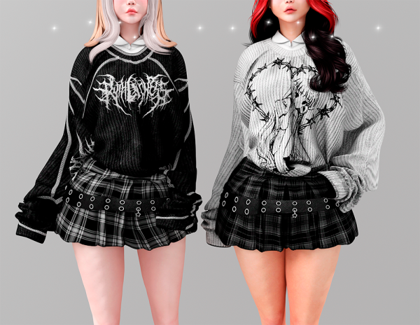 Alpha Miss anime outfit by babyetears - The Sims 4 Custom Content