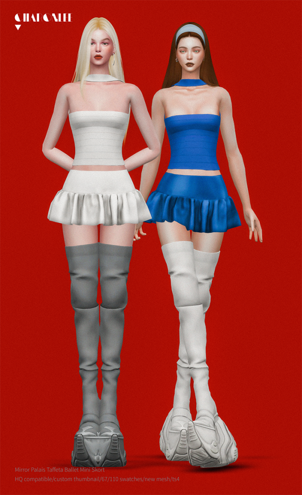 Alpha Mirror Palais Taffeta Ballet Mini Skort by simsfinds - The Sims 4 Custom Content