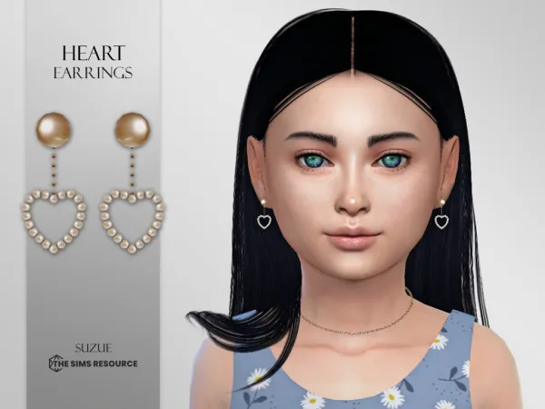 Mix Heart Earrings Child - The Sims 4 Custom Content