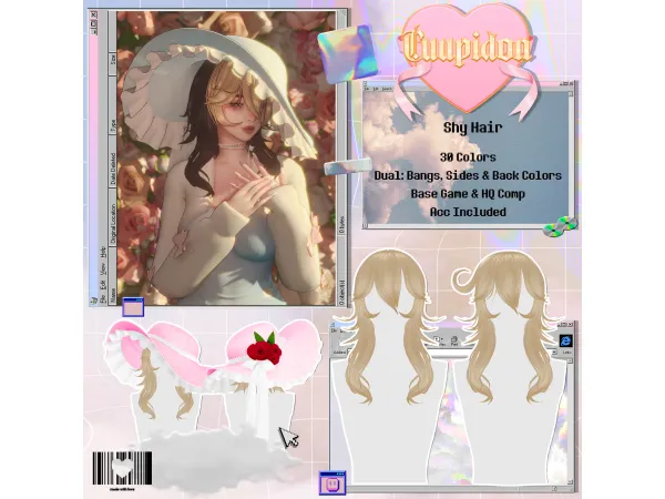 Mix cuupidon shy hair - The Sims 4 Custom Content