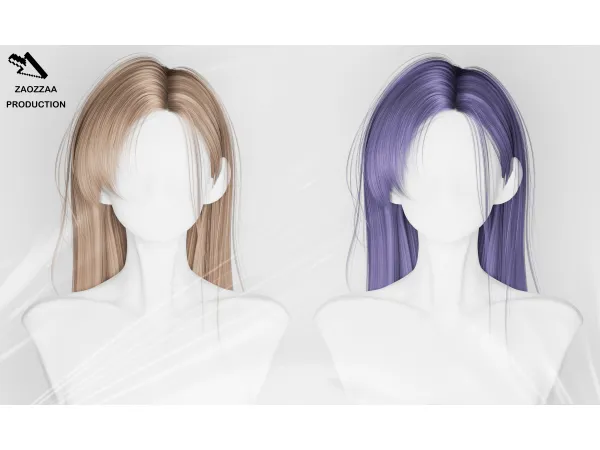Alpha [ZAO]Fifty Seven Hair by ZAOZZAA - The Sims 4 Custom Content