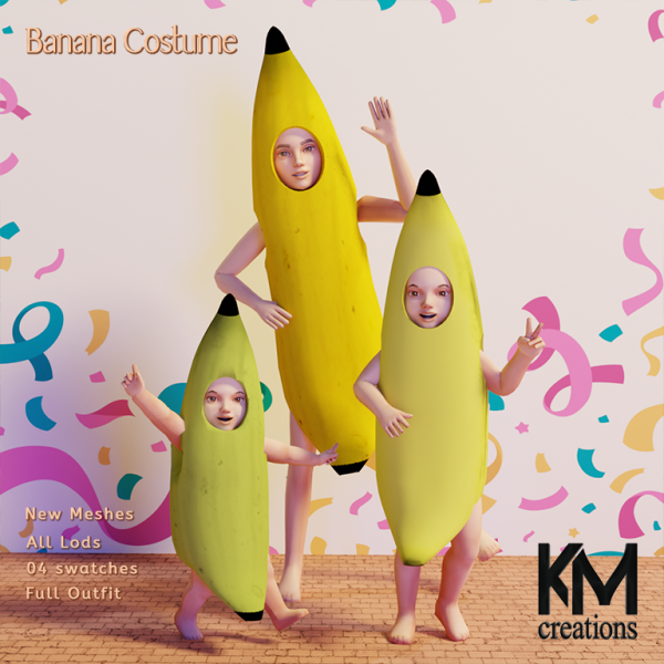 Alpha [KM] Banana Costume from infant to child by simsfinds - The Sims 4 Custom Content