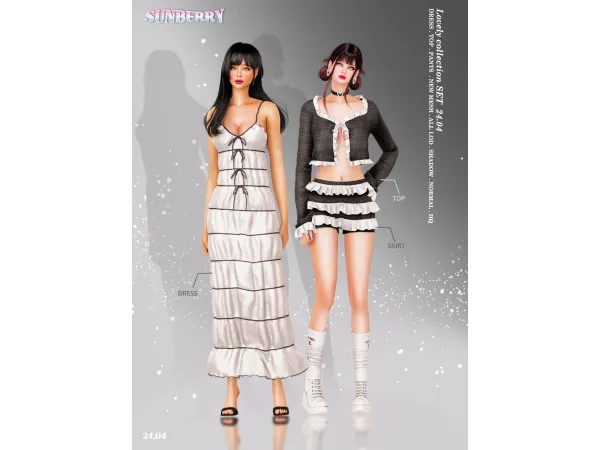 Alpha [SUNBERRY] Lovely Collection SET dress top skirt 2404 - The Sims 4 Custom Content