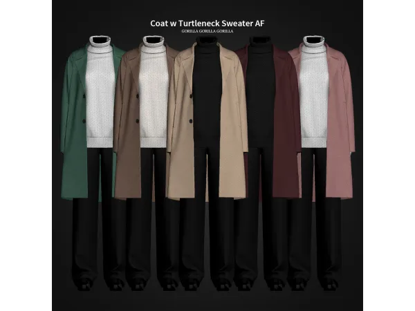 Alpha Coat w Turtleneck Sweater AF by gorillax3 - The Sims 4 Custom Content