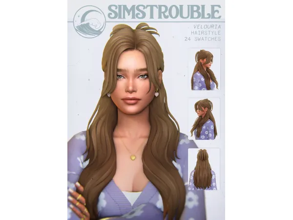 Velouria Hairstyle (4 Versions) by simstrouble by simstrouble